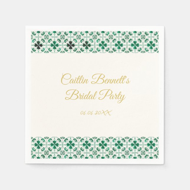 Gold Modern Green St. Patrick's Day Baby Shower Napkins (Front)