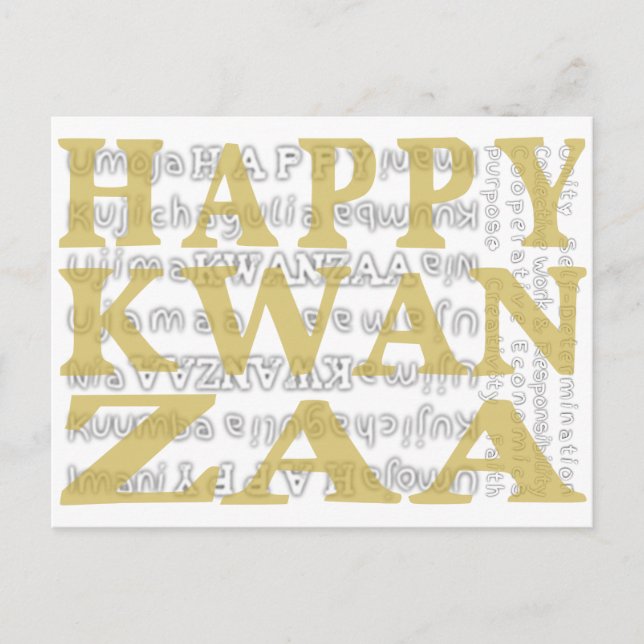 Gold Modern Happy Kwanzaa Postcard (Front)