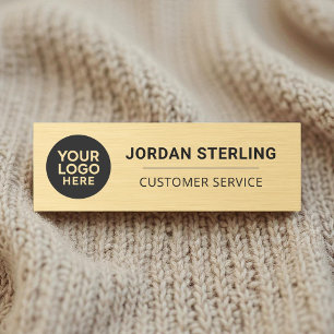 Gold Modern Logo Company Corporate Professional Name Tag