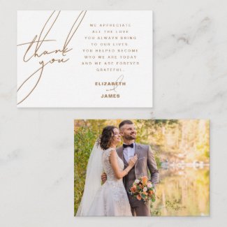 Gold Modern Minimal Wedding Thank You Card 