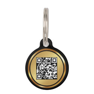 Gold Modern, Minimalist, Stylish QR Code Pet ID Tag