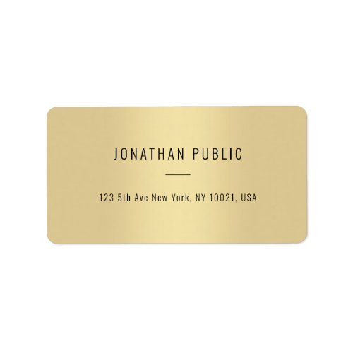 Gold Modern Minimalist Template Elegant Address Label