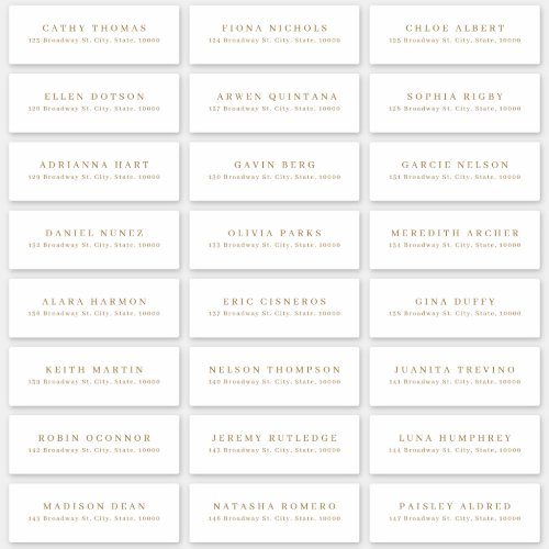 Gold modern minimalist wedding guest address label