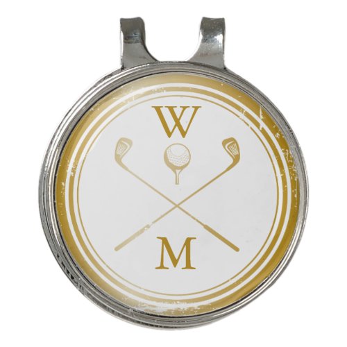 Gold Modern Monogram Initials Golf Hat Clip