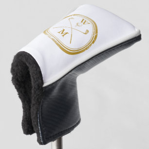 Gold Modern Monogram Initials Golf Head Cover