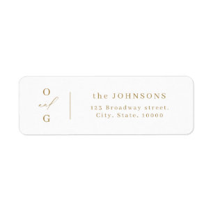 Gold modern monogram minimalist return address label