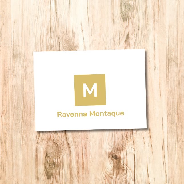 Gold Modern Monogram Personalized Name Simple Note Card (Creator Uploaded)