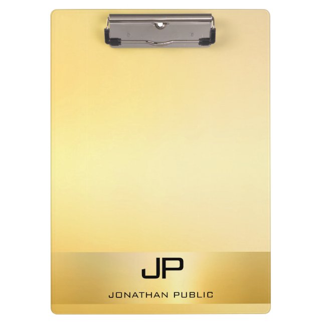 Gold Modern Monogram Template Elegant Professional Clipboard (Front)