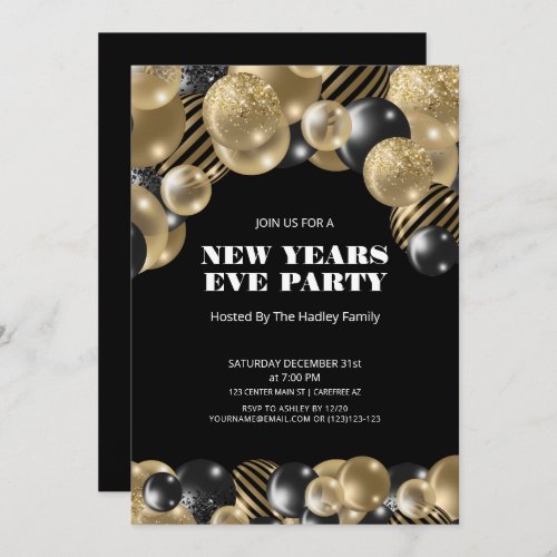 Gold Modern New Years Eve Invitation