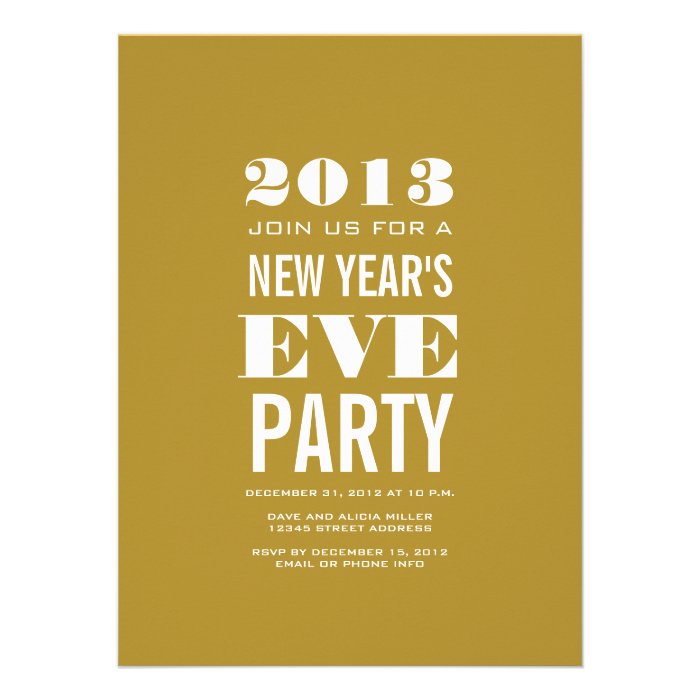 Gold Modern New Year's Eve Party Invitation