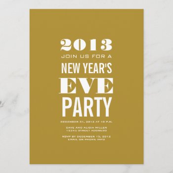 Gold Modern New Year's Eve Party Invitation by zazzleoccasions at Zazzle
