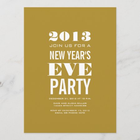 Gold Modern New Year's Eve Party Invitation