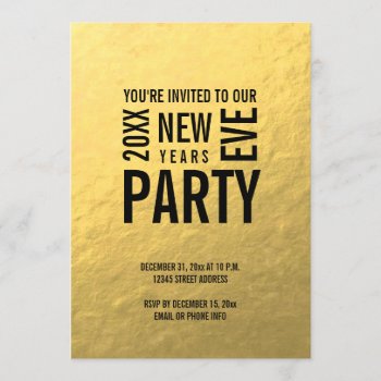 Gold Modern New Years Eve Party Invite by zazzleoccasions at Zazzle