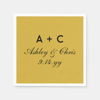 Gold Modern Personalized Wedding Reception Favor Napkins