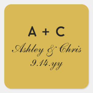 Gold Modern Personalized Wedding Reception Favor Square Sticker