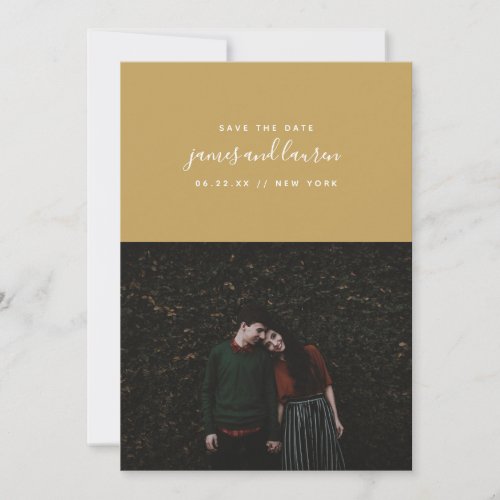 Gold Modern Photo Save the Date Announcement