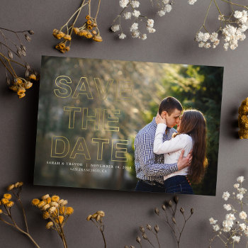 Gold Modern Photo Wedding Save The Date by heartlocked at Zazzle