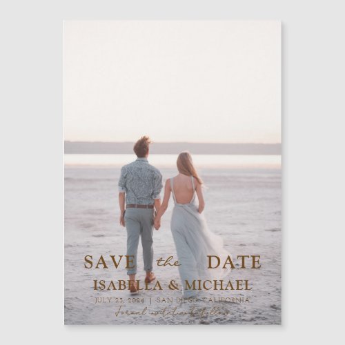 Gold Modern Photo Wedding Save The Date Magnet