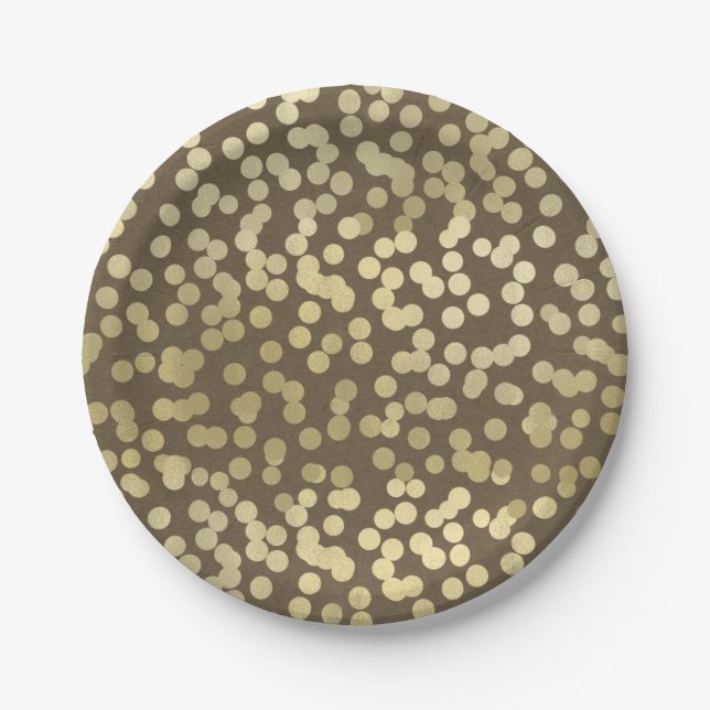 Gold Modern Rustic Kraft Chic Elegant Trendy Paper Plates (Front)