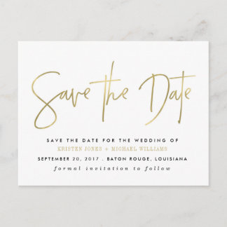 Gold Modern Save the Date Announcement Postcard