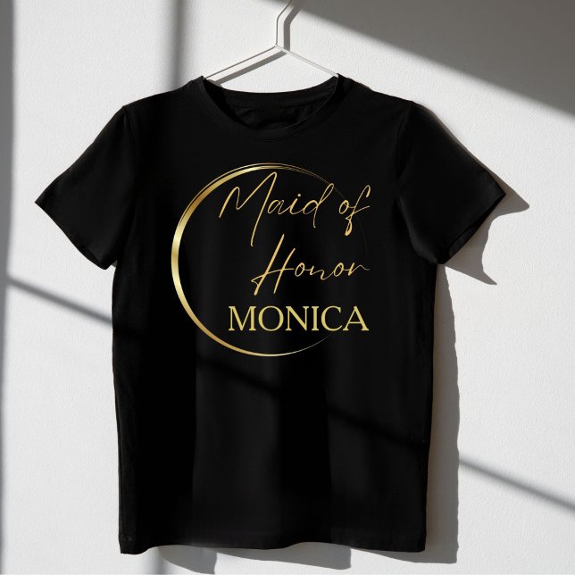 Gold modern scrip minimalist custom maid of honor T-Shirt (Creator Uploaded)
