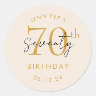 Gold Modern Script 70th Birthday Party Champagne Classic Round Sticker