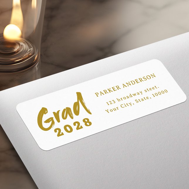 Gold Modern Script Graduation Return Address Label (Gold Modern Script Graduation Return Address Label)
