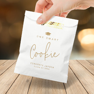 Gold Modern Script One Smart Cookie Graduation Favor Bag