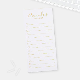 Gold Modern Script To Do List Magnetic Notepad
