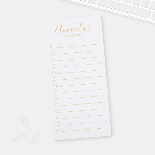 Gold Modern Script To Do List Magnetic Notepad