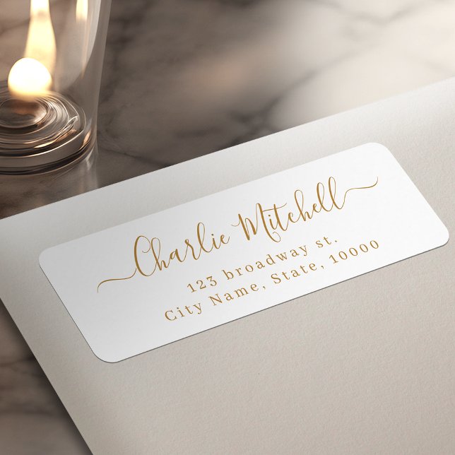 Gold Modern Simple elegant script return address Label (Gold Modern Simple elegant script return address Label)