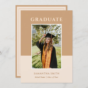 Gold Modern Simple Typography Photo Graduation Invitation
