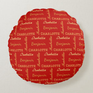 Gold Modern simple unique Calligraphy Family name Round Pillow