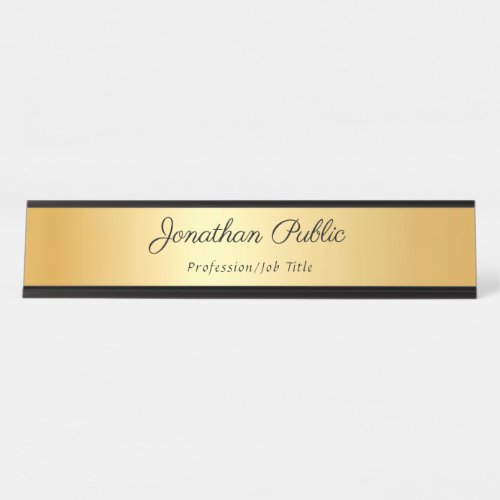 Gold Modern Template Elegant Calligraphed Name Desk Name Plate