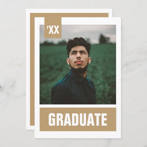 Gold Modern Textured Photo Graduation Invitation