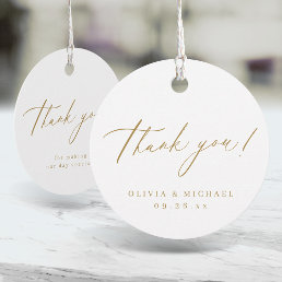 Gold modern thank you script minimalist wedding fa favor tags