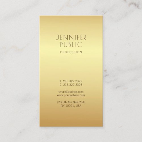 Gold Modern Trendy Beautiful Glamour Unique Business Card