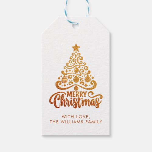 Gold Modern Trendy Christmas Holiday Favor Gift Tags