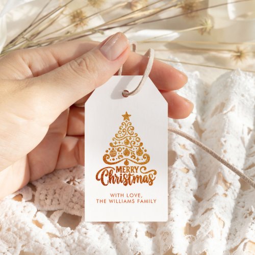 Gold Modern Trendy Christmas Holiday Favor Gift Tags