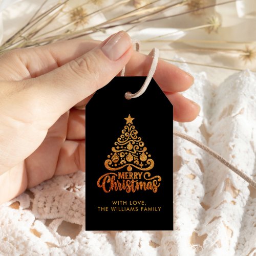 Gold Modern Trendy Christmas Holiday Favor Gift Tags