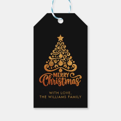 Gold Modern Trendy Christmas Holiday Favor Gift Tags