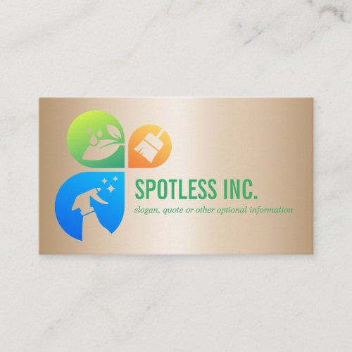 Gold Modern Trendy Cleaning services logo Business Card