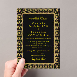 gold Modern Wedding Acrylic Invitations