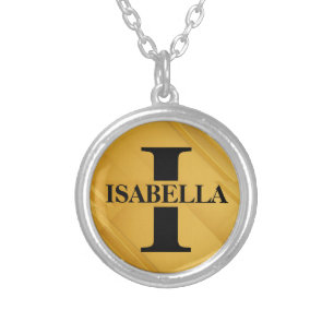 Gold mom Initial Letter Name Typography Design Silver Plated Necklace