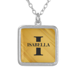 Gold mom Initial Letter Name Typography Design Silver Plated Necklace