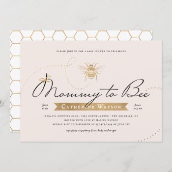 Gold Mommy To Bee Baby Shower Pink Blush Invitation by NBpaperco at Zazzle