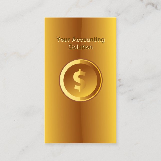 Gold Money Sign Accounting Solution Business Card (Front)