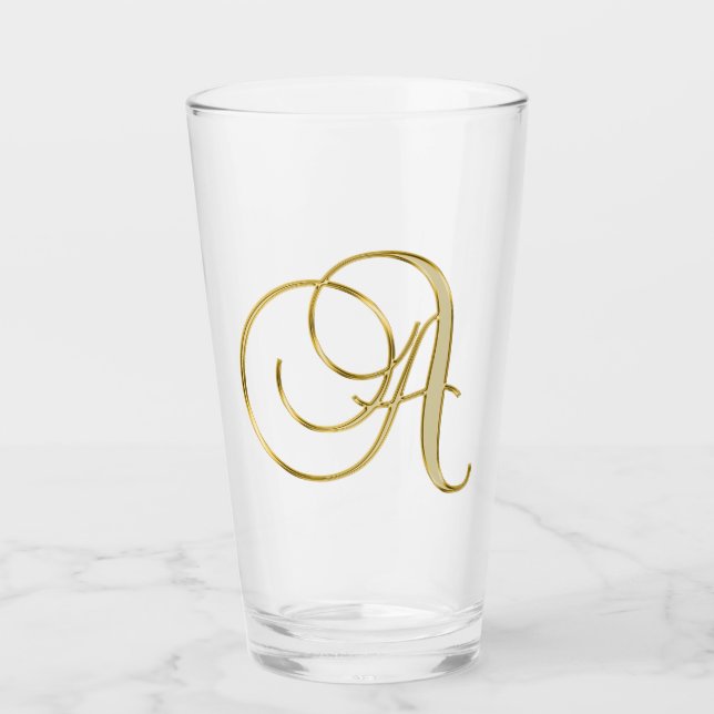 Gold Monogram A  Glass (Front)