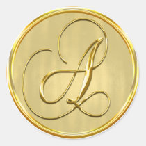 K Monogram Faux Gold Envelope Seal Stickers