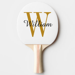 Gold Monogram and Name Personalized Ping Pong Paddle
